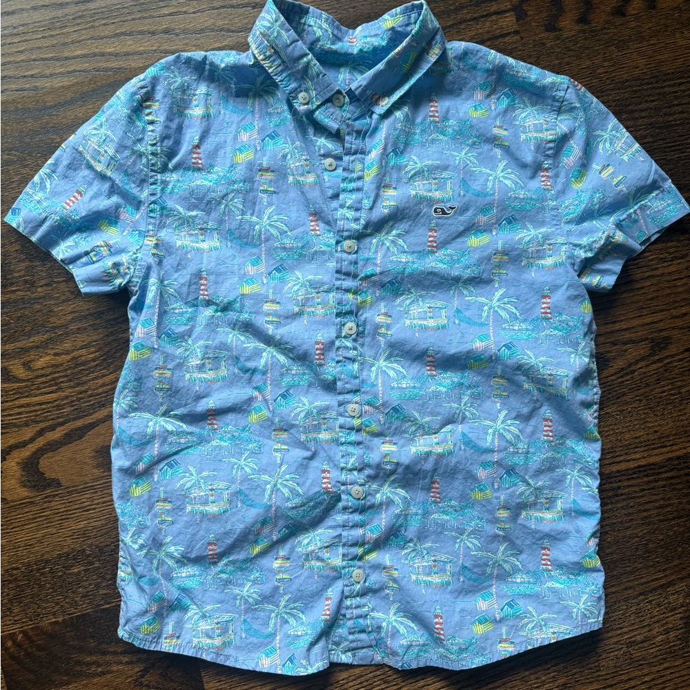 Vineyard Vines Blue and Green Casual Button Down Shirt
